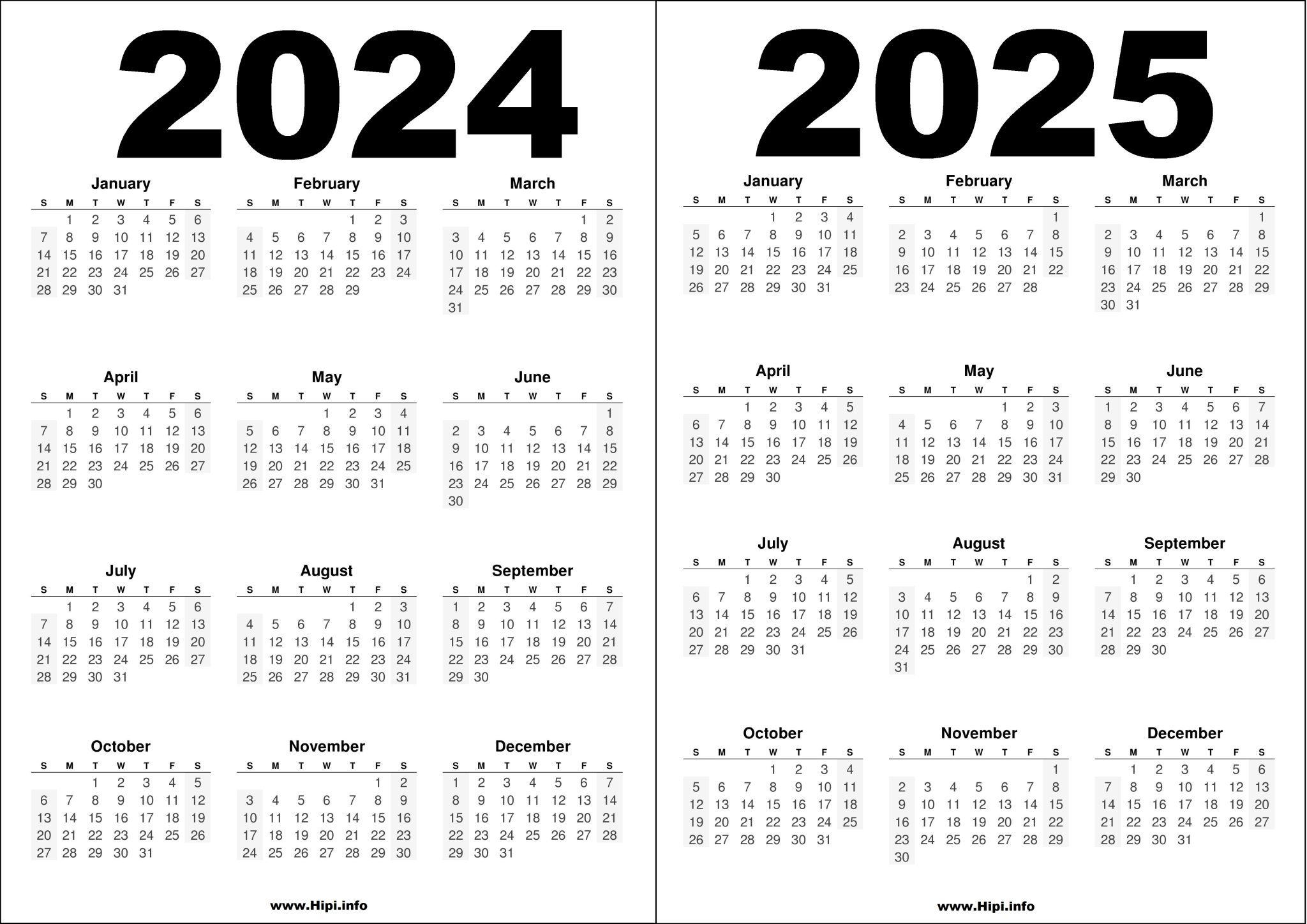 2024 2025 Calendar Printable Free Free Download Hipi.info