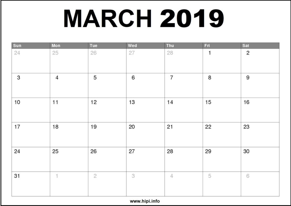 March 19 Calendar Printable Monthly Calendar Free Download Hipi Info Calendars Printable Free