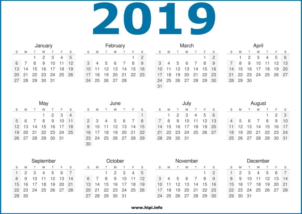 2019 calendar printable one page free download hipi info calendars printable free
