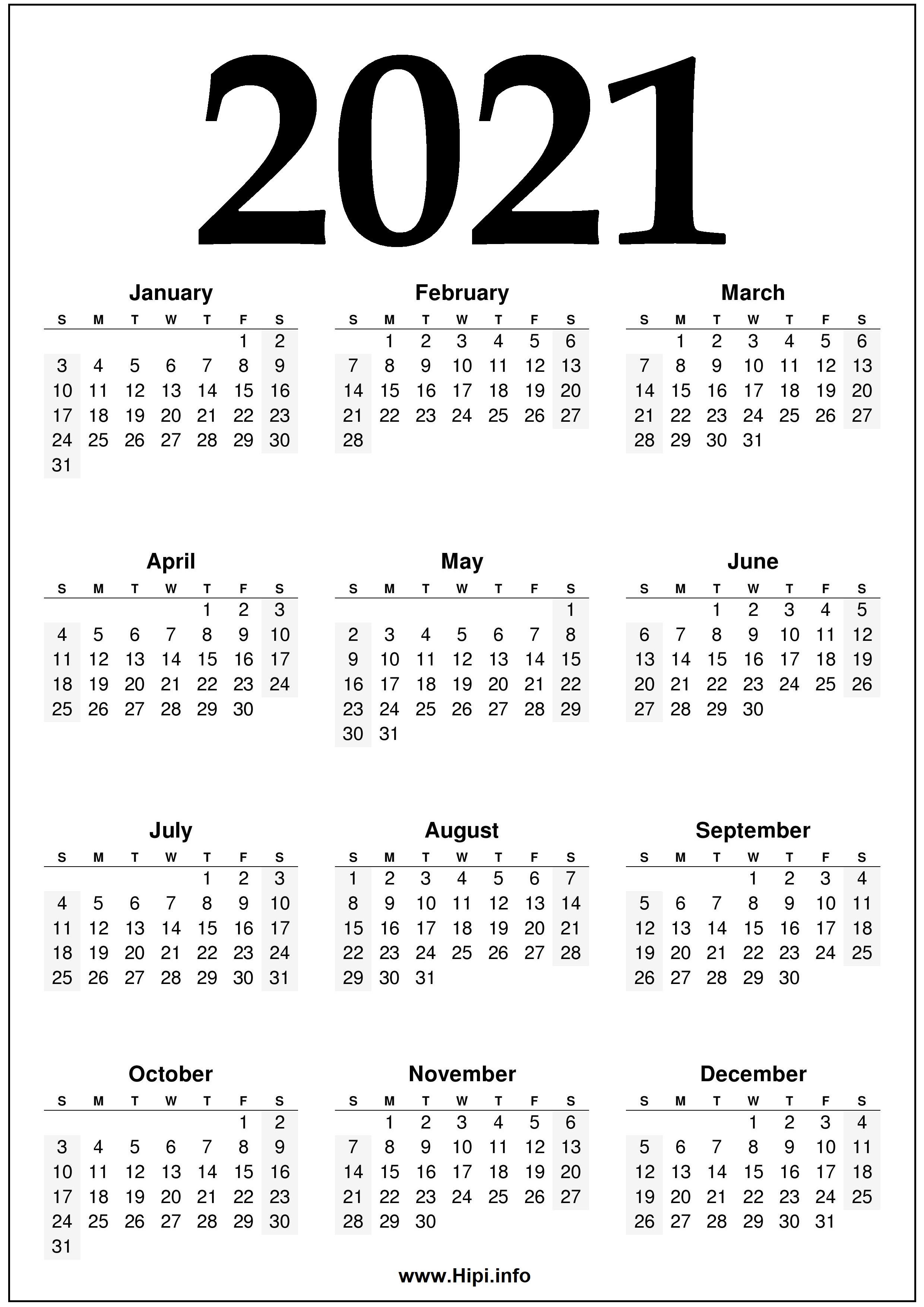 2021 calendar black and white 2021 Year 2021 Calendar Printable Black And White Hipi Info 2021 calendar black and white