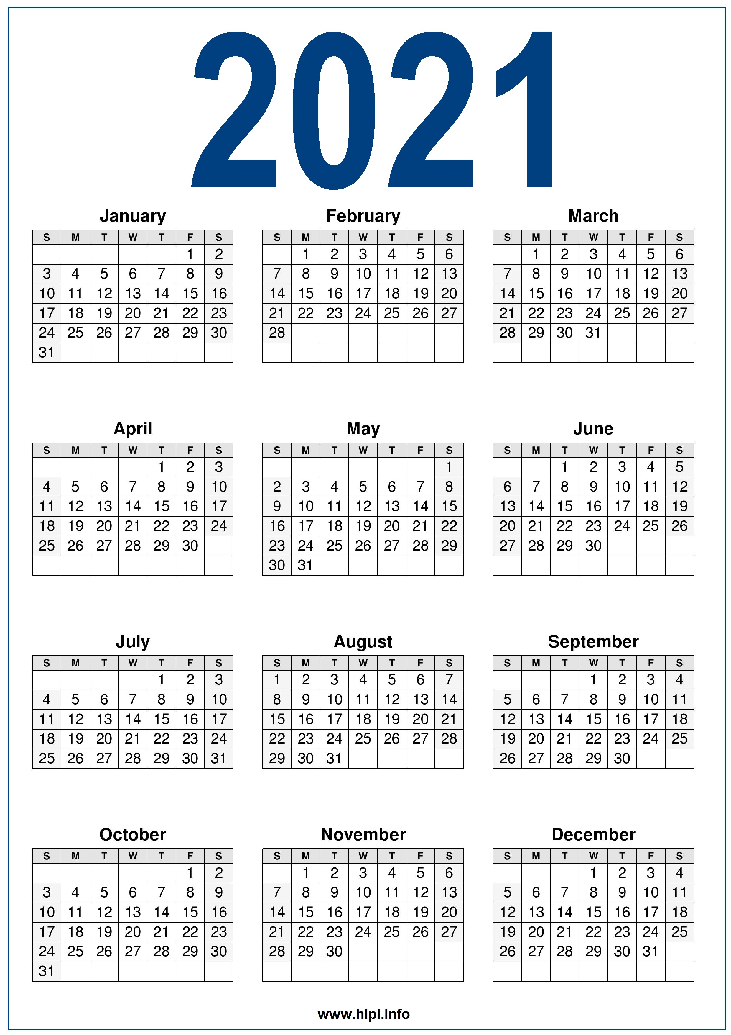 Printable Free 2021 Calendar Free Letter Templates