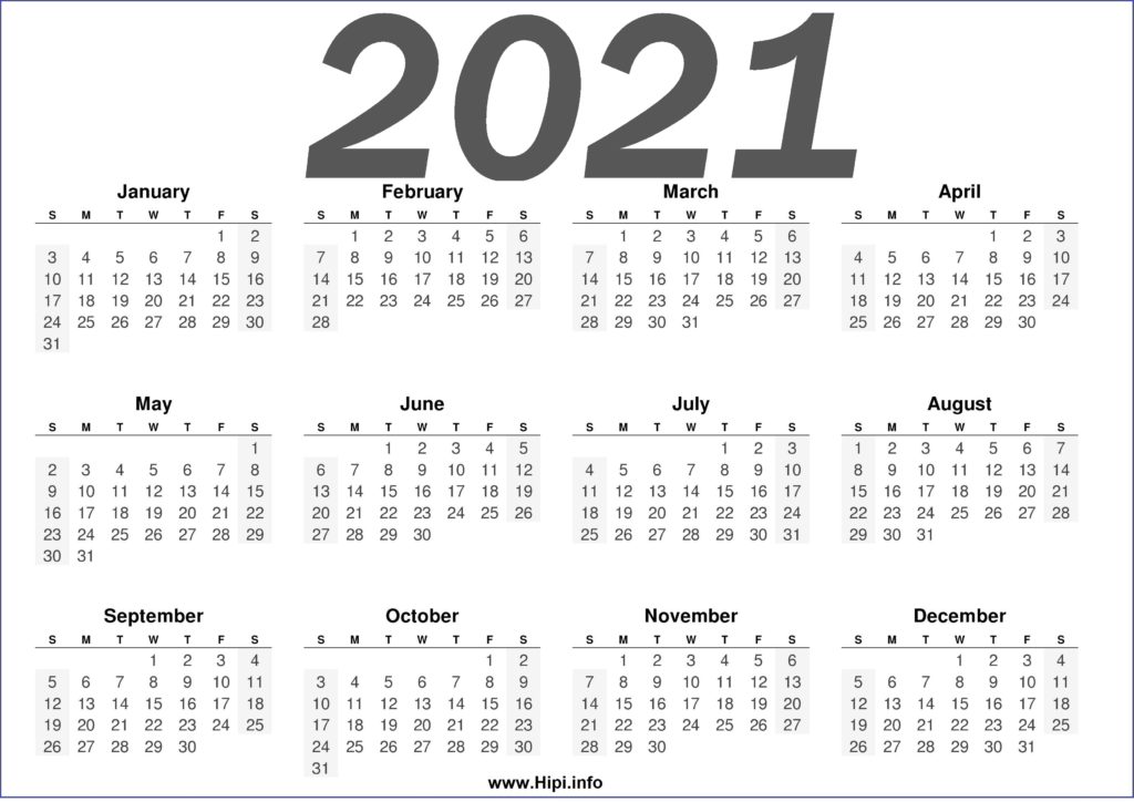 Free Printable 2021 Calendars Horizontal - Hipi.info