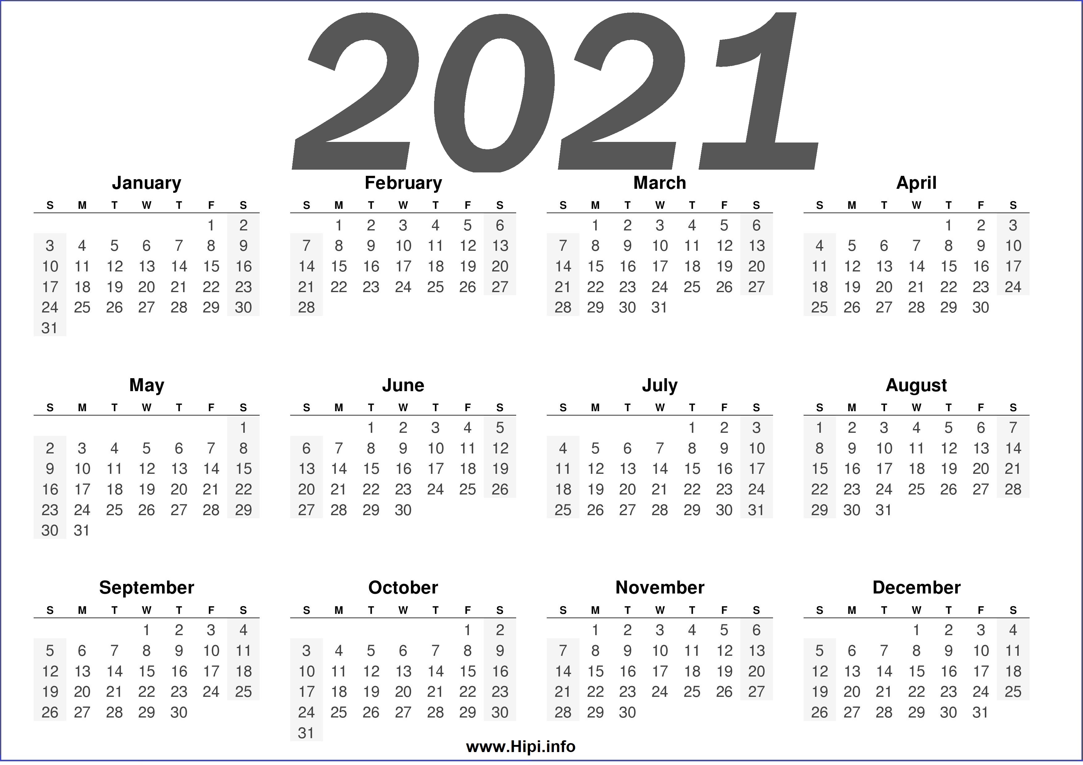 Download Free Printable 2021 Calendars Horizontal - Hipi.info ...