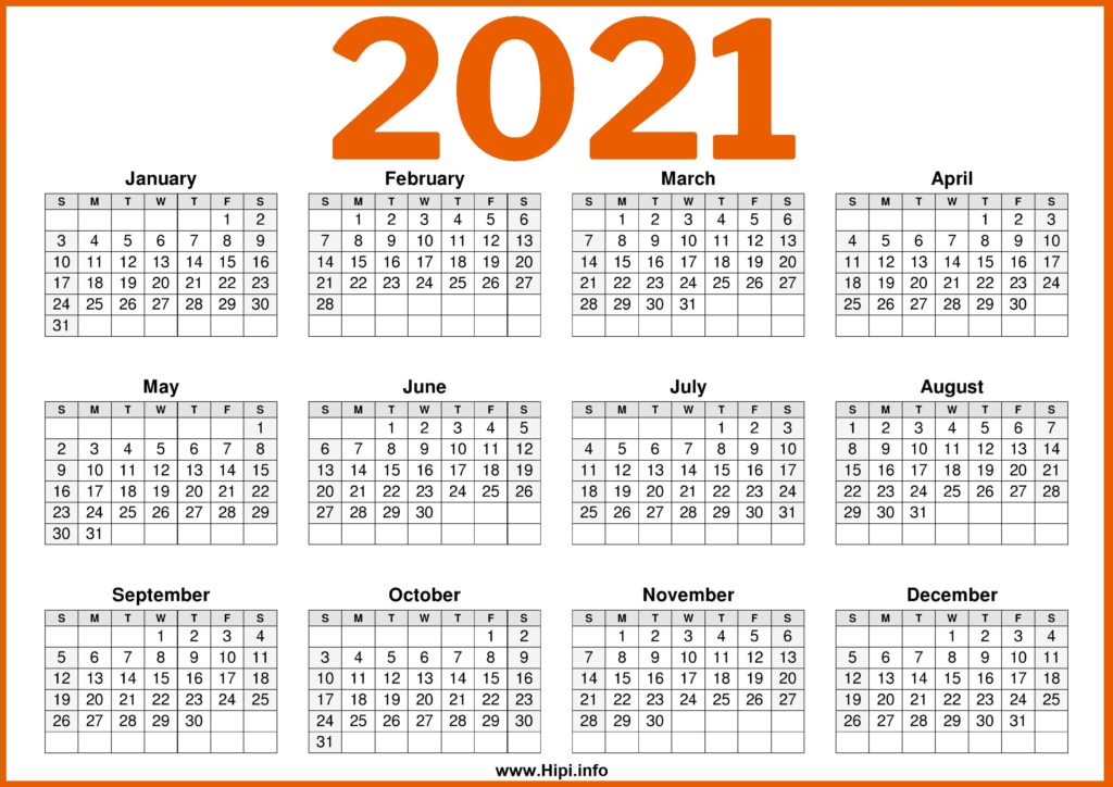 Calendrier 2021