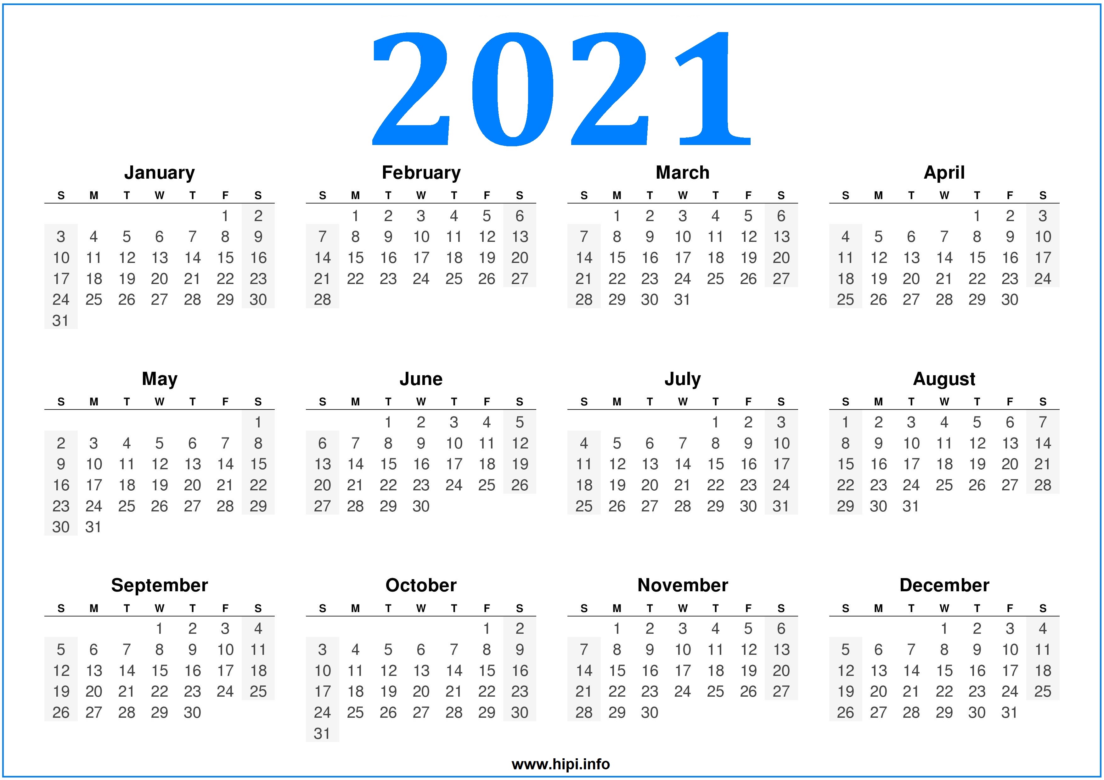 2021 Calendar Printable Free - Free Download - Hipi.info ...