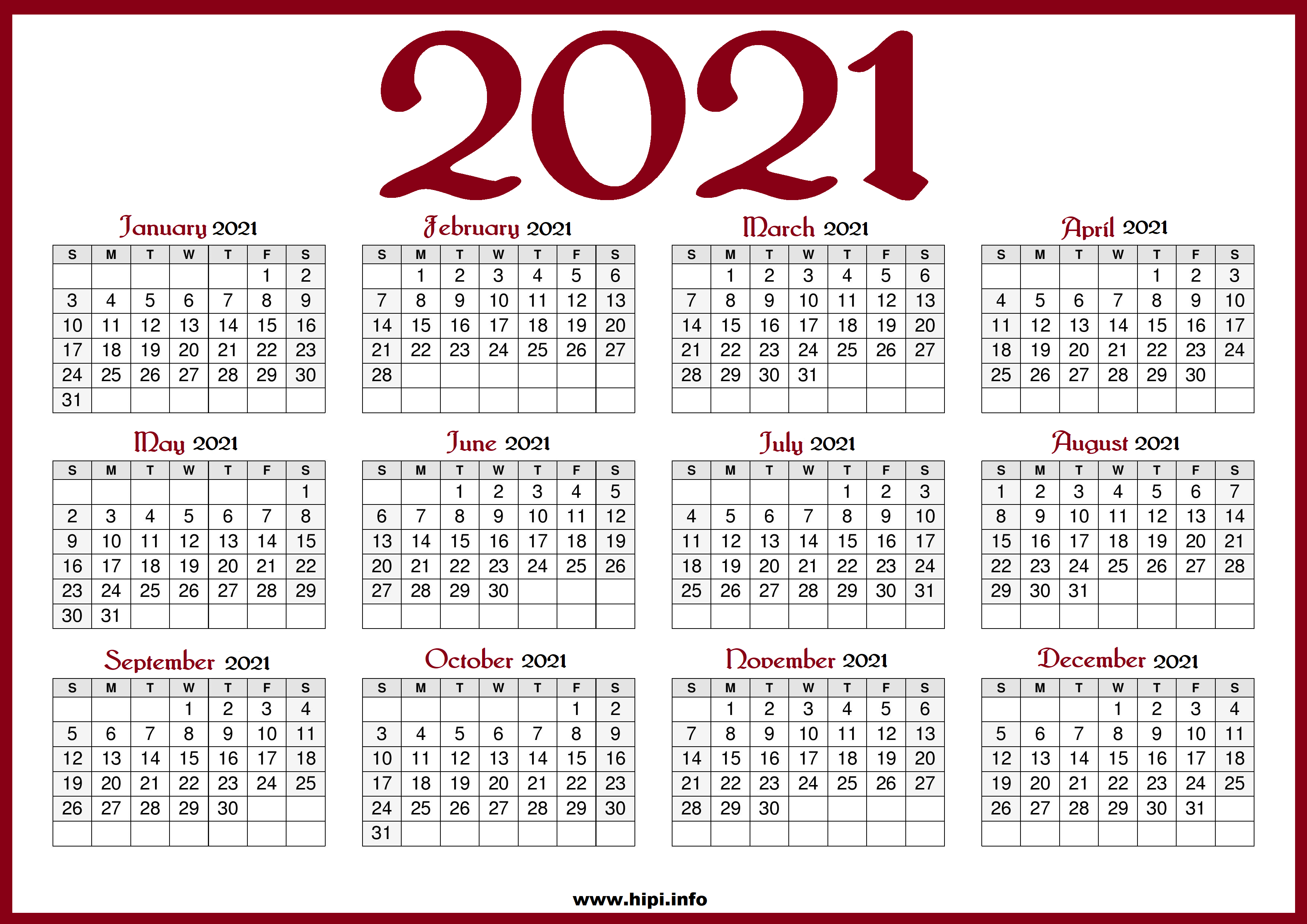 2021 calendar with us holidays Printable 2021 Calendar With Us Holidays Red Color Hipi Info 2021 calendar with us holidays