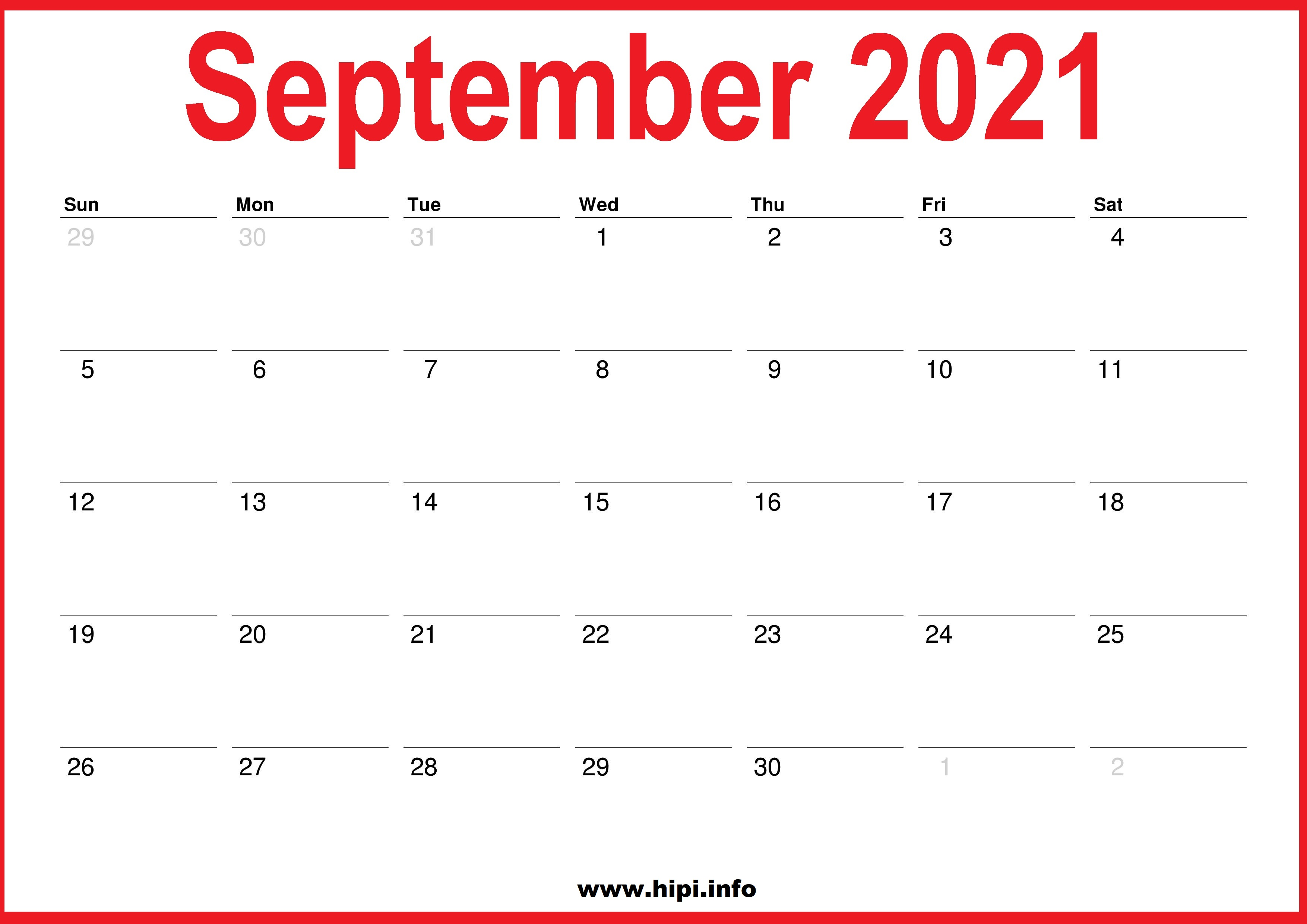 Download Printable Monthly Calendar August And September 2021 Images