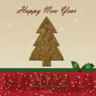 New Year Card 2022, Free Printable – Golden Christmas Trees