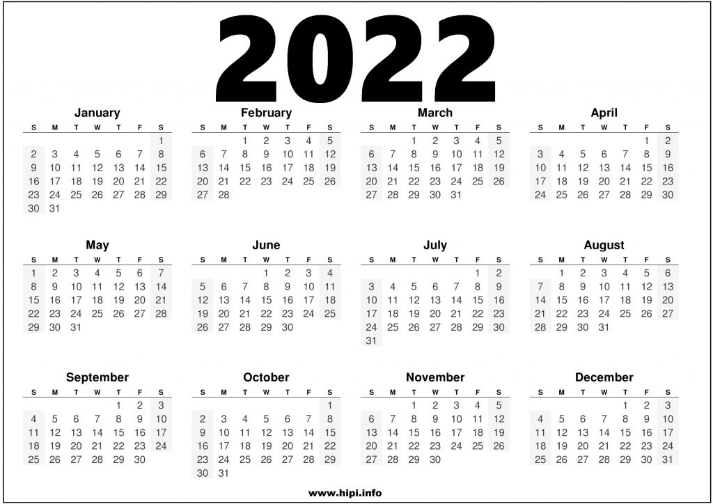 2022 Printable Calendar US Free Download