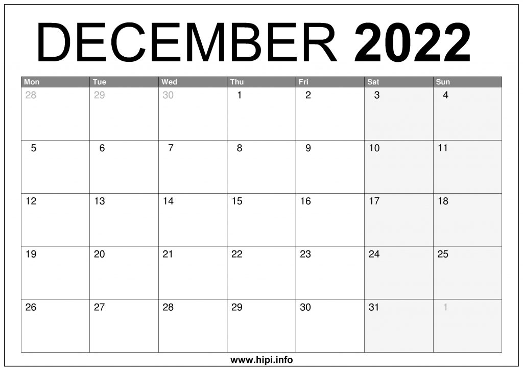 Printable Calendar December 2022 Images