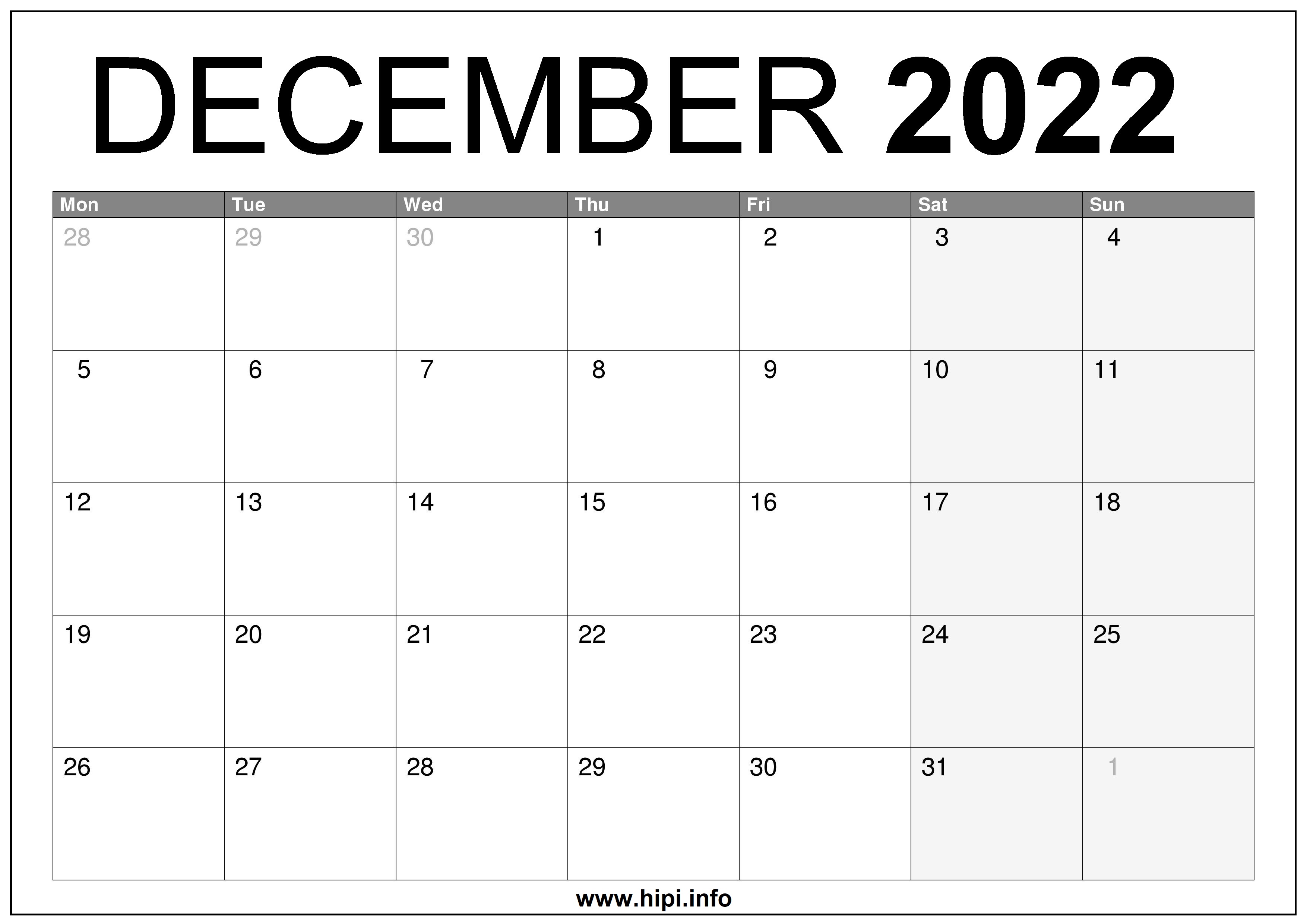 Printable Calendar 2022 December December 2022 Uk Calendar Printable – Free Download - Hipi.info | Calendars  Printable Free