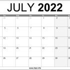 July 2022 UK Calendar Printable Free