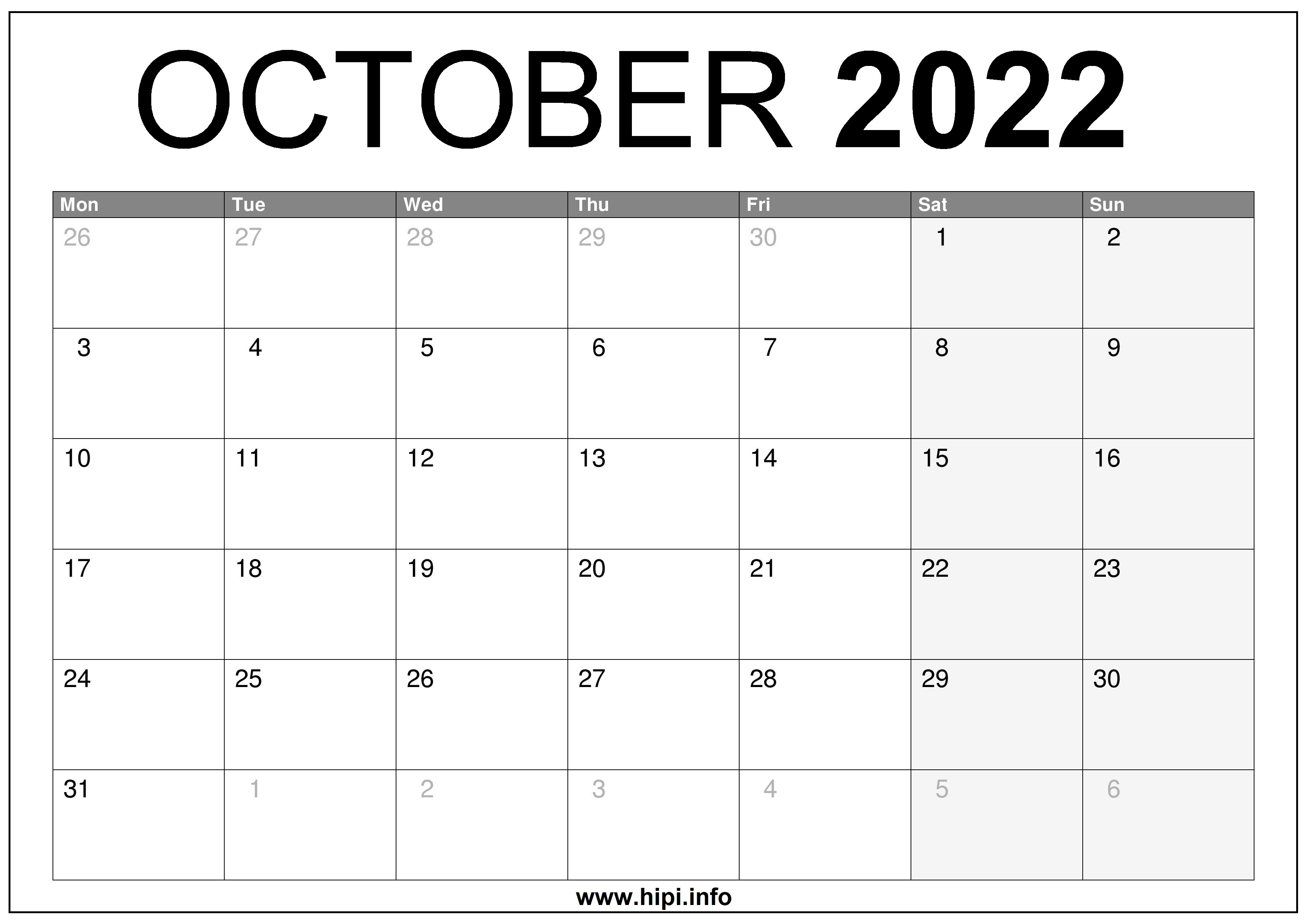 October 2022 Calendar To Print October 2022 Uk Calendar Printable Free - Hipi.info | Calendars Printable  Free