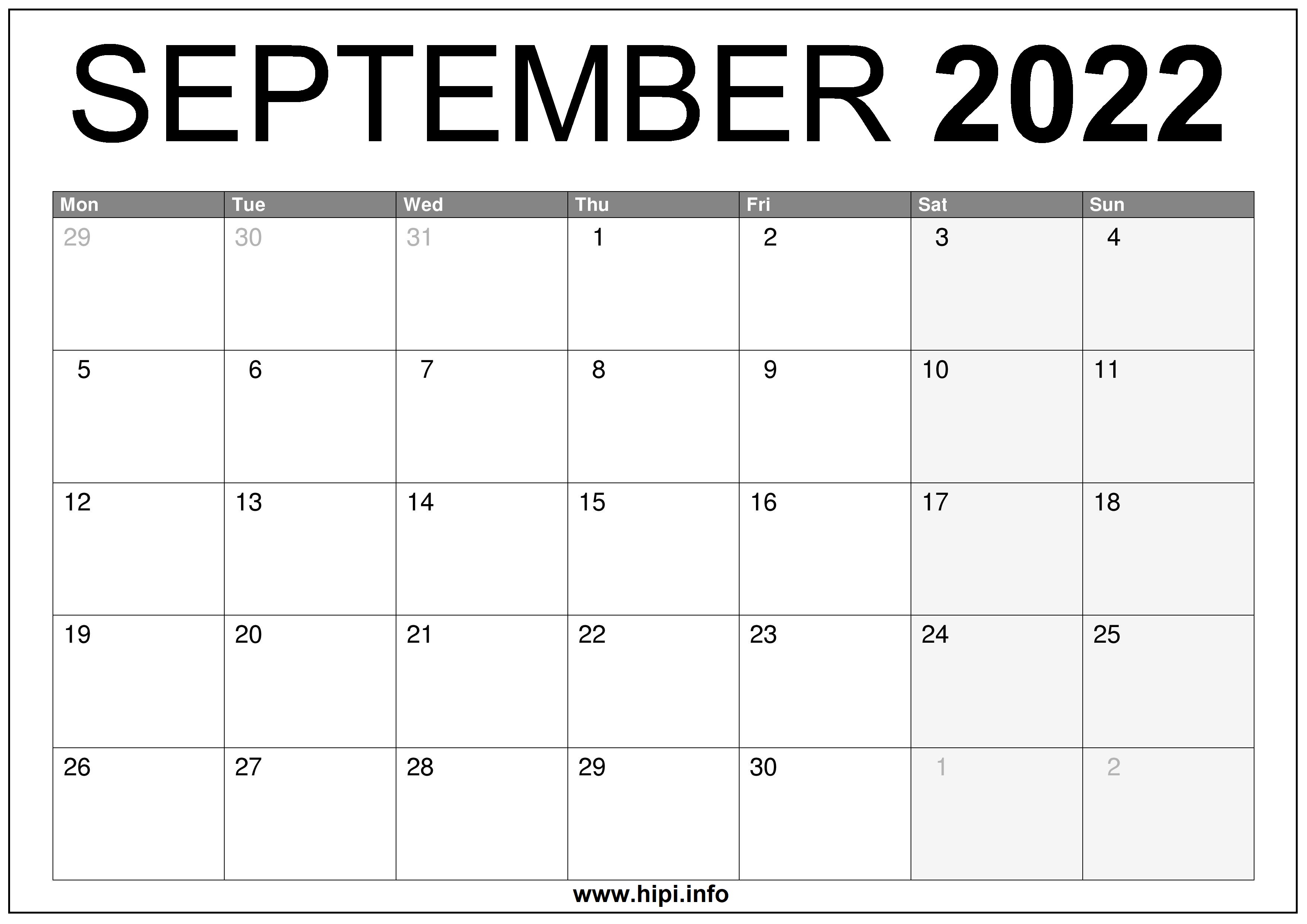 Free Printable Calendar September 2022 September 2022 Uk Calendar Printable Free - Hipi.info | Calendars Printable  Free