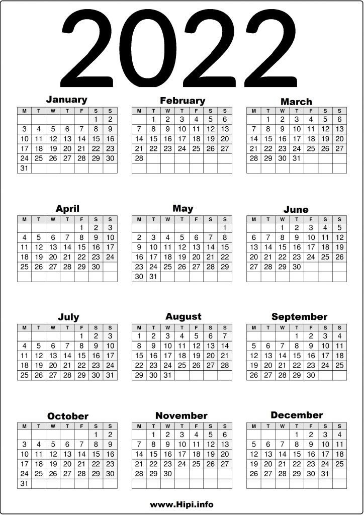 2022 UK Calendar Printable United Kingdom