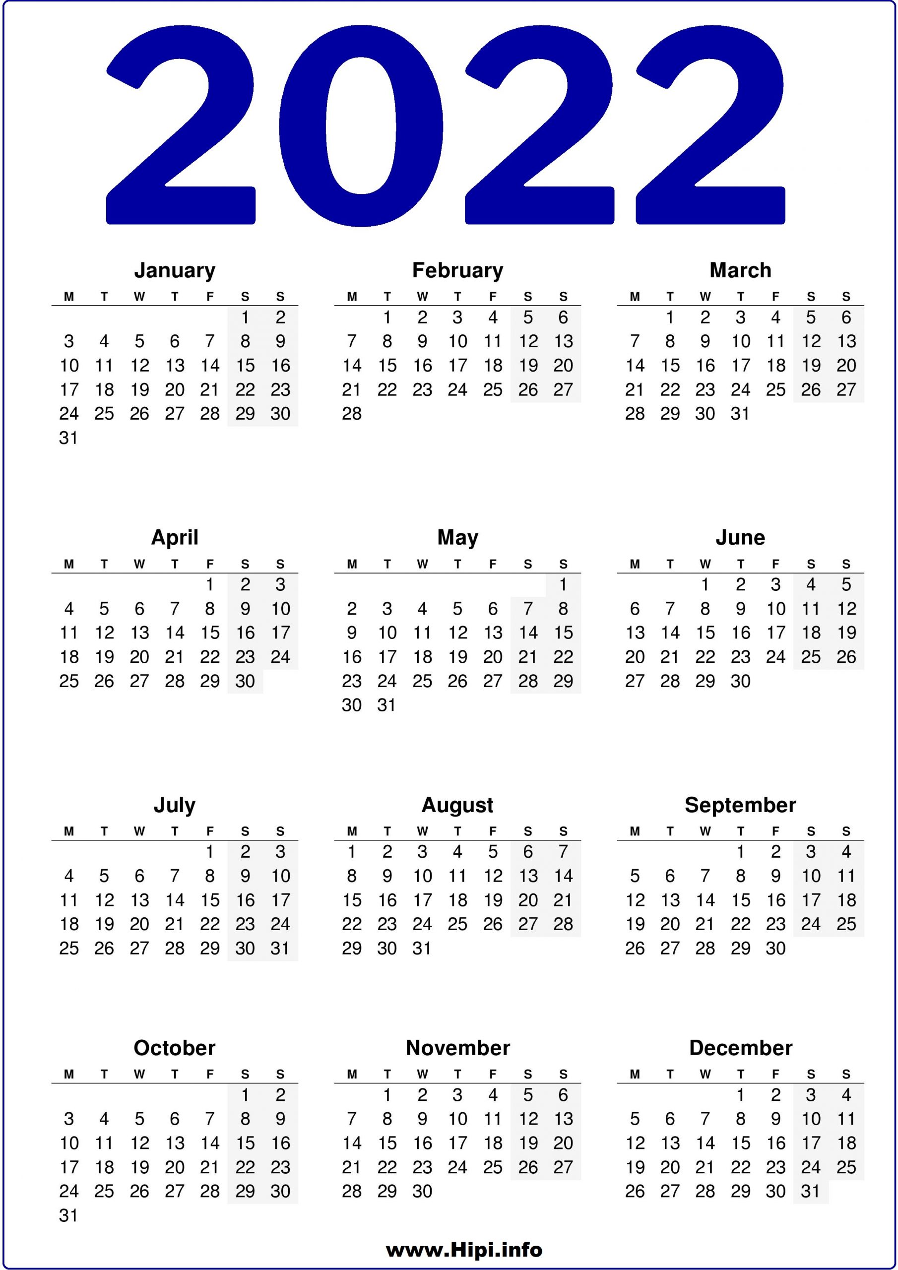 Free Printable 2022 Calendar United Kingdom Uk