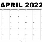 April 2022 Calendar Printable Free