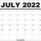 July 2022 Calendar Printable Free