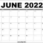 June 2022 Calendar Printable Free