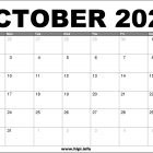 October 2022 Calendar Printable Free