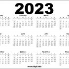 Calendar 2023 Black and White