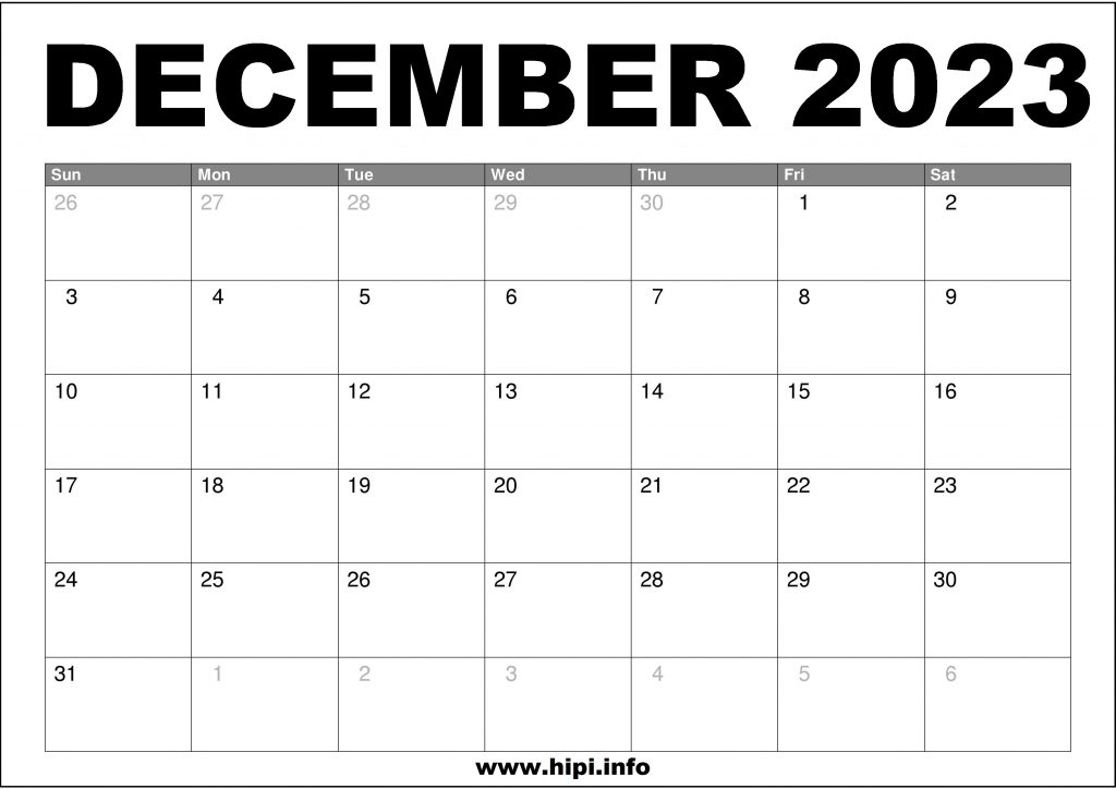 December 2023 Calendar Printable Free