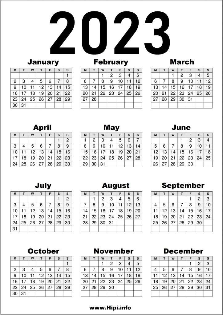 2023 UK Calendar Printable United Kingdom