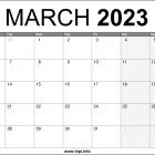 March 2023 UK Calendar Printable HD
