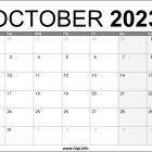 October 2023 UK Printable Calendar