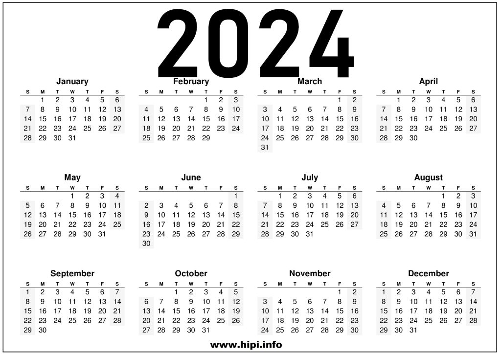 2024 Calendar Printable One Page