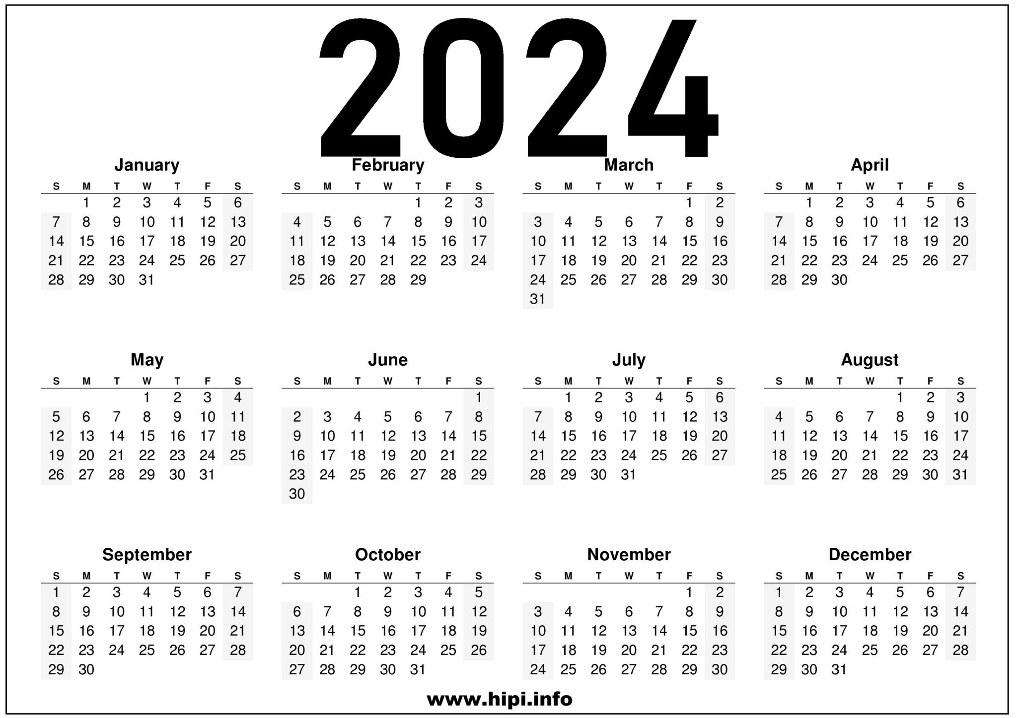 2024 Calendar Printable One Page Hipi info Calendars Printable Free