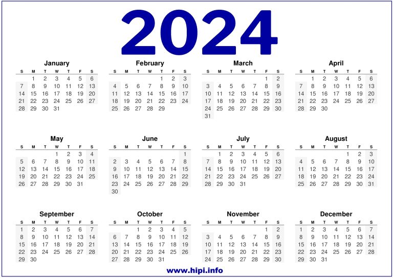 2024 Printable Calendar A4 Size Calendars Printable Free