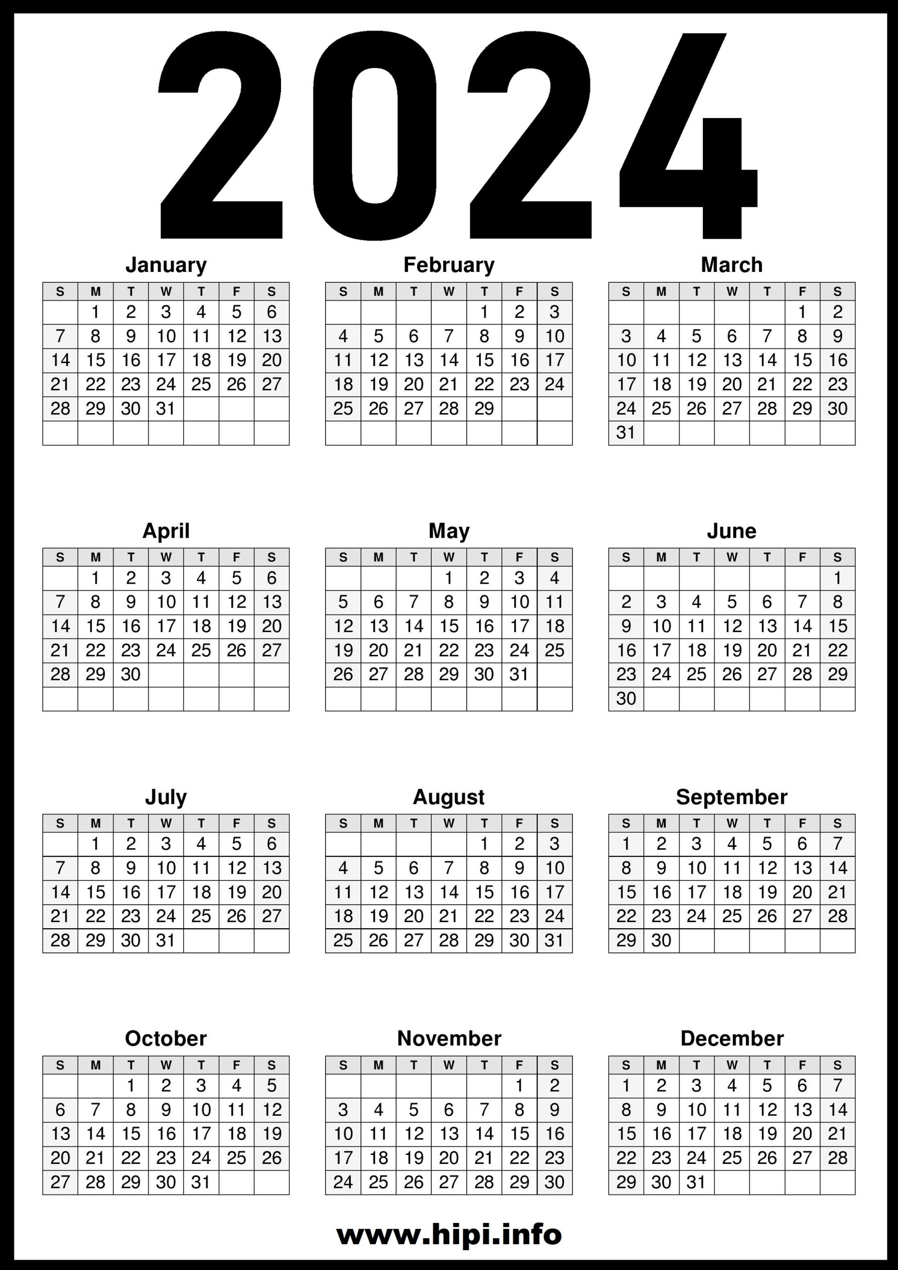 Free 2024 Calendar Printable Word