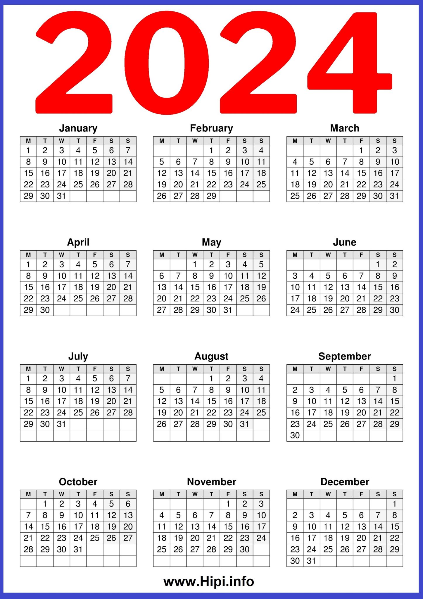 Free Printable Downloadable 2024 Uk Calendars