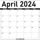 April 2024 Monthly Calendar