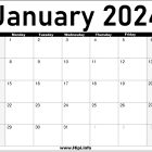 January 2024 Calendar Monthly