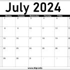 July 2024 Calendar Monthly