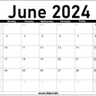 June 2024 Monthly Calendar