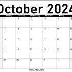 October 2024 Monthly Calendar