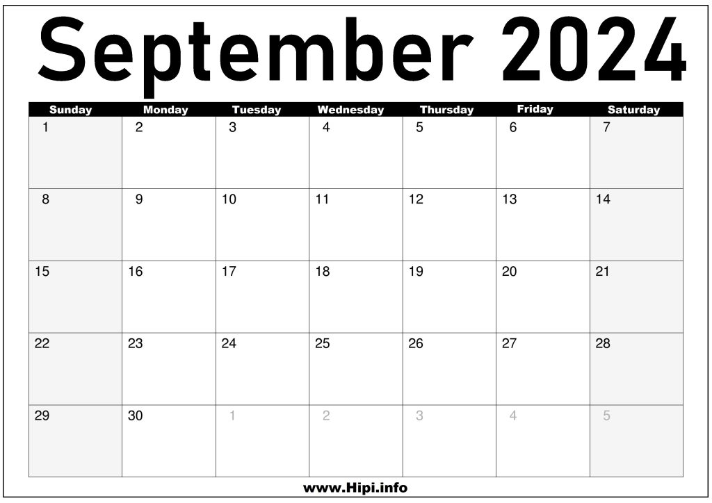 September 2024 Printable Calendar Hipi.info