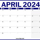 UK April 2024 Printable Calendar