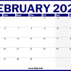 UK February 2024 Printable Calendar
