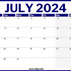 UK July 2024 Calendar Printable