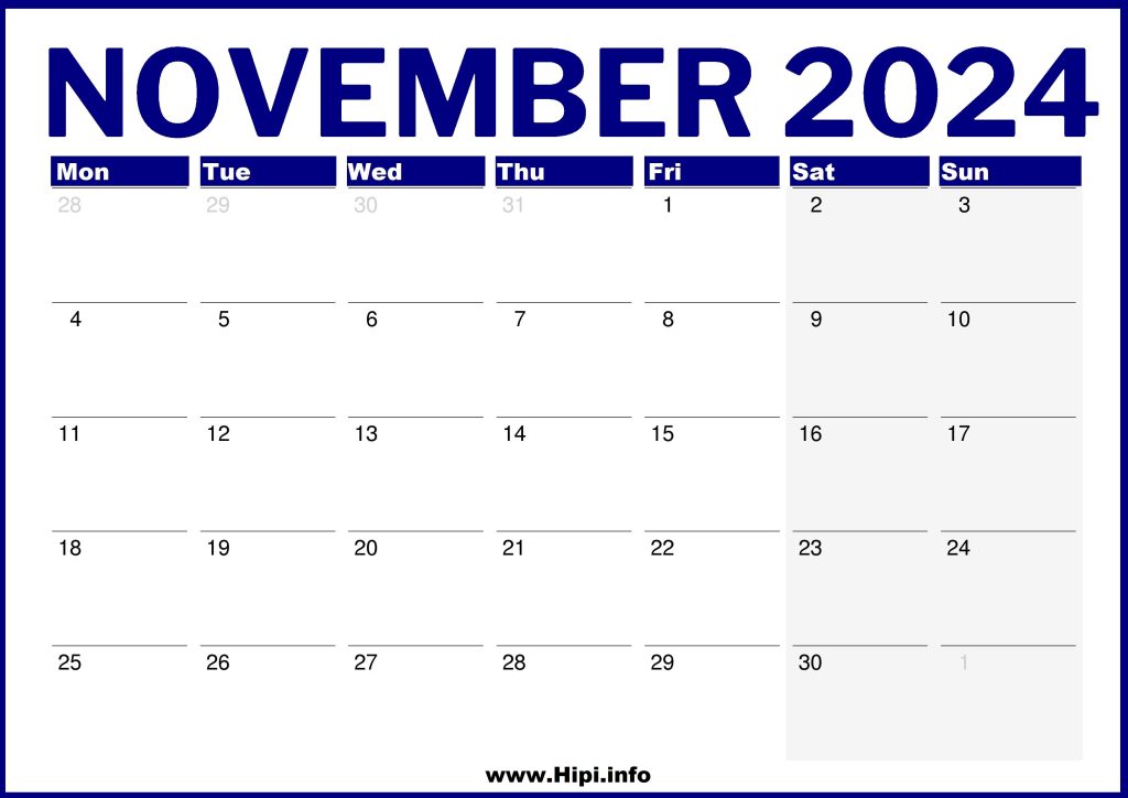 November 2024 United Kingdom Calendar