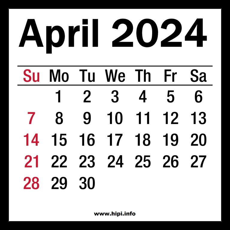 April 2024 Calendar Hipi.info