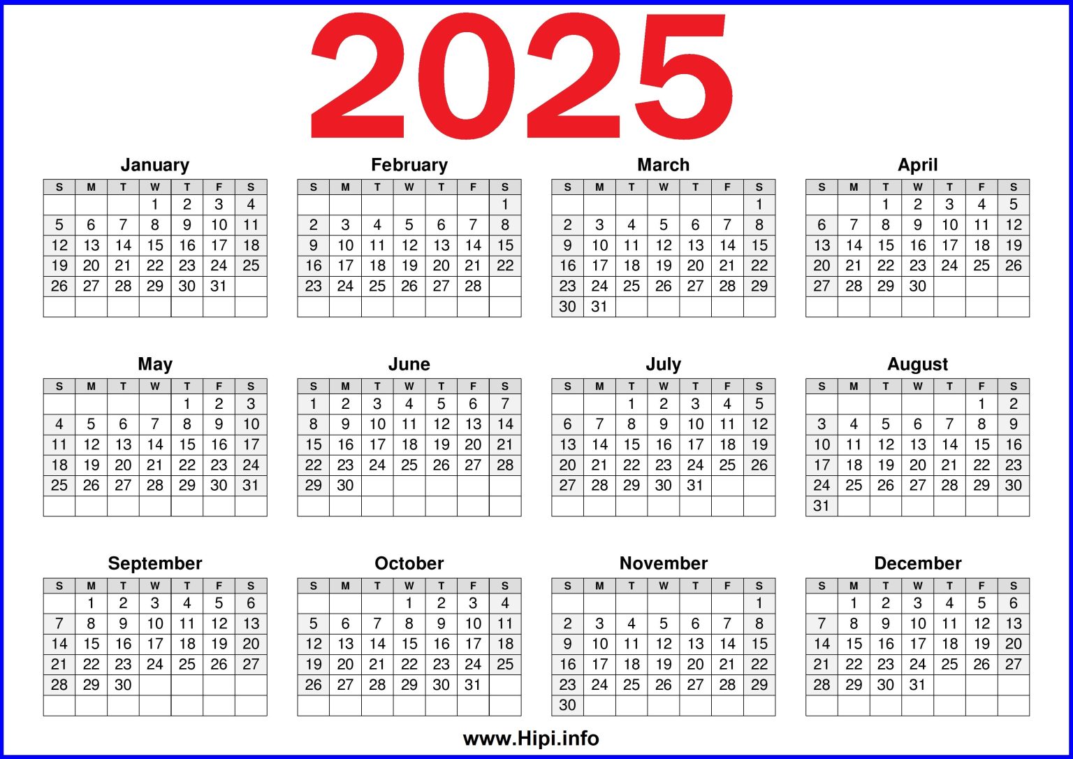 2025 Calendar Printable One Page Hipi.info