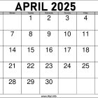 2025 April Calendar Printable with Holidays