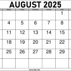 2025 August Calendar Printable with Holidays