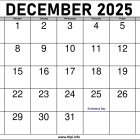 2025 December Calendar Printable with Holidays
