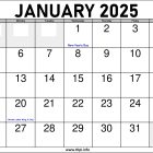 2025 January Calendar Printable with Holidays